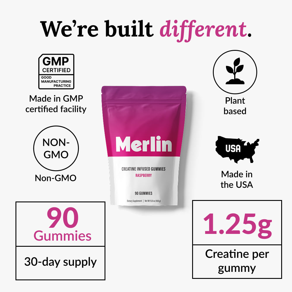 We're built different - plant based, made in a GMP certified facility, non-GMO, made in the USA - 90 gummies (30-day supply) - 1.25g creatine per gummy.