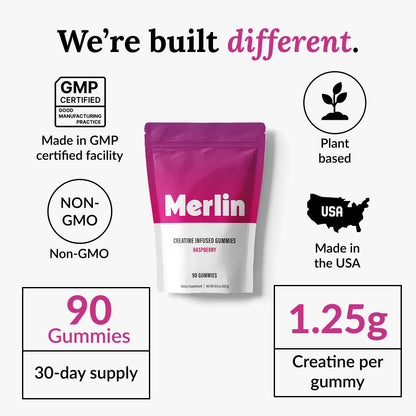 We're built different - plant based, made in a GMP certified facility, non-GMO, made in the USA - 90 gummies (30-day supply) - 1.25g creatine per gummy.